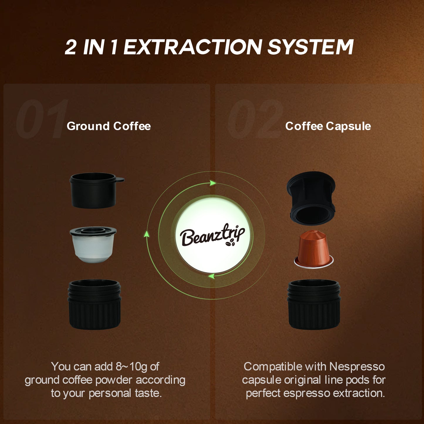 H02 PRO Portable Espresso Coffee Maker - Gift Set - Khaki