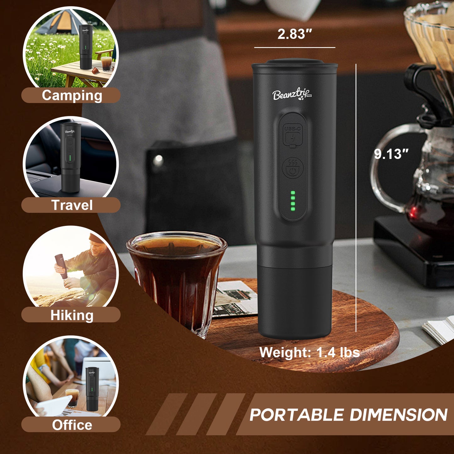 H02 PRO Portable Espresso Coffee Maker - Gift Set - Black