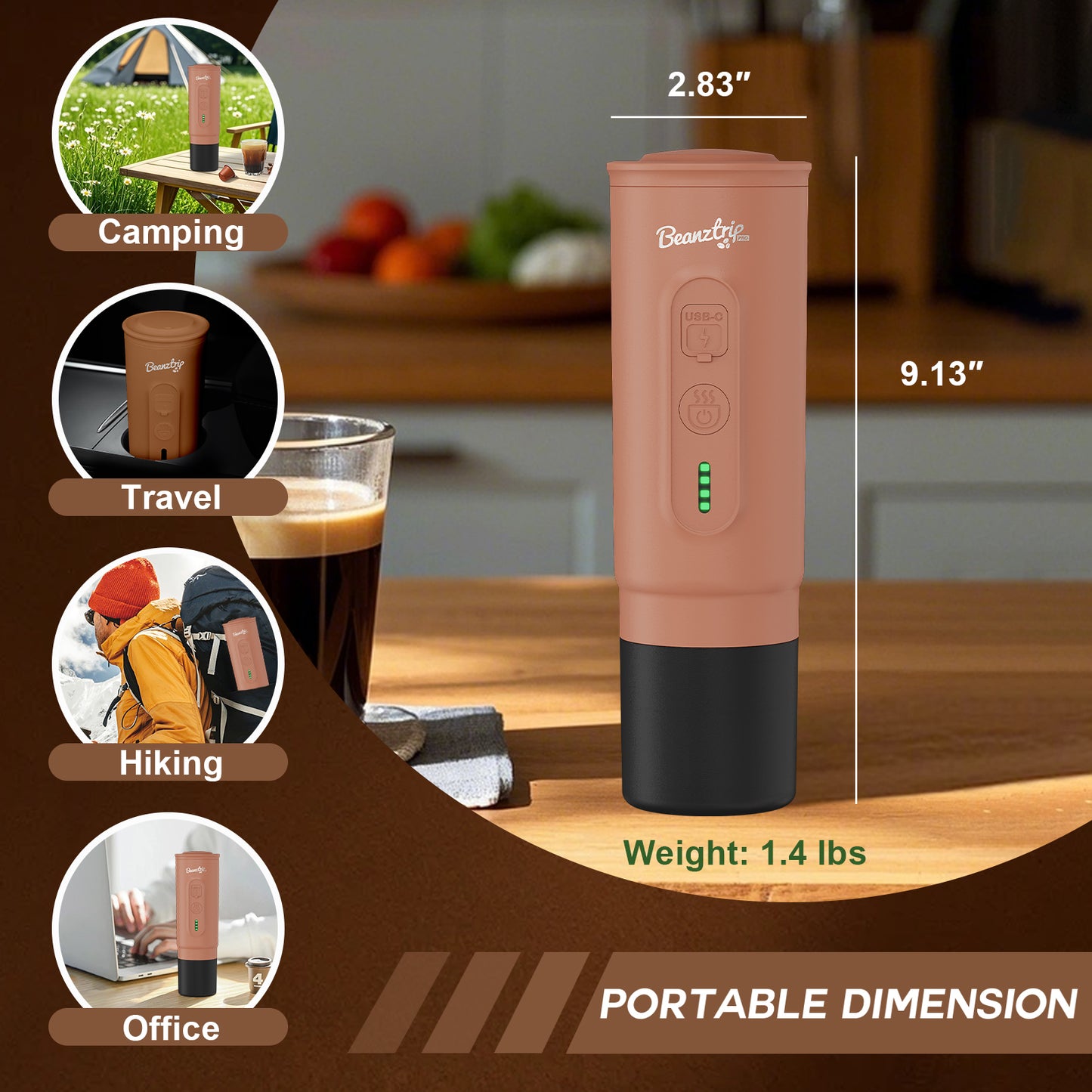 H02 PRO Portable Espresso Coffee Maker - Gift Set - Khaki