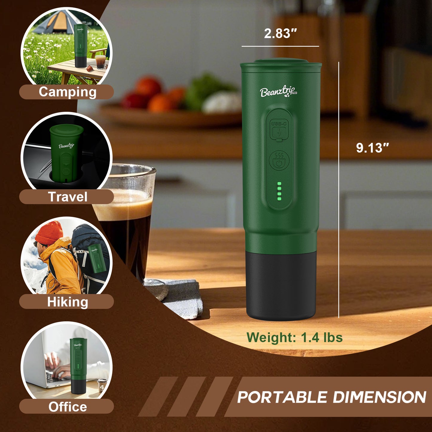 H02 PRO Portable Espresso Coffee Maker - Gift Set - Green